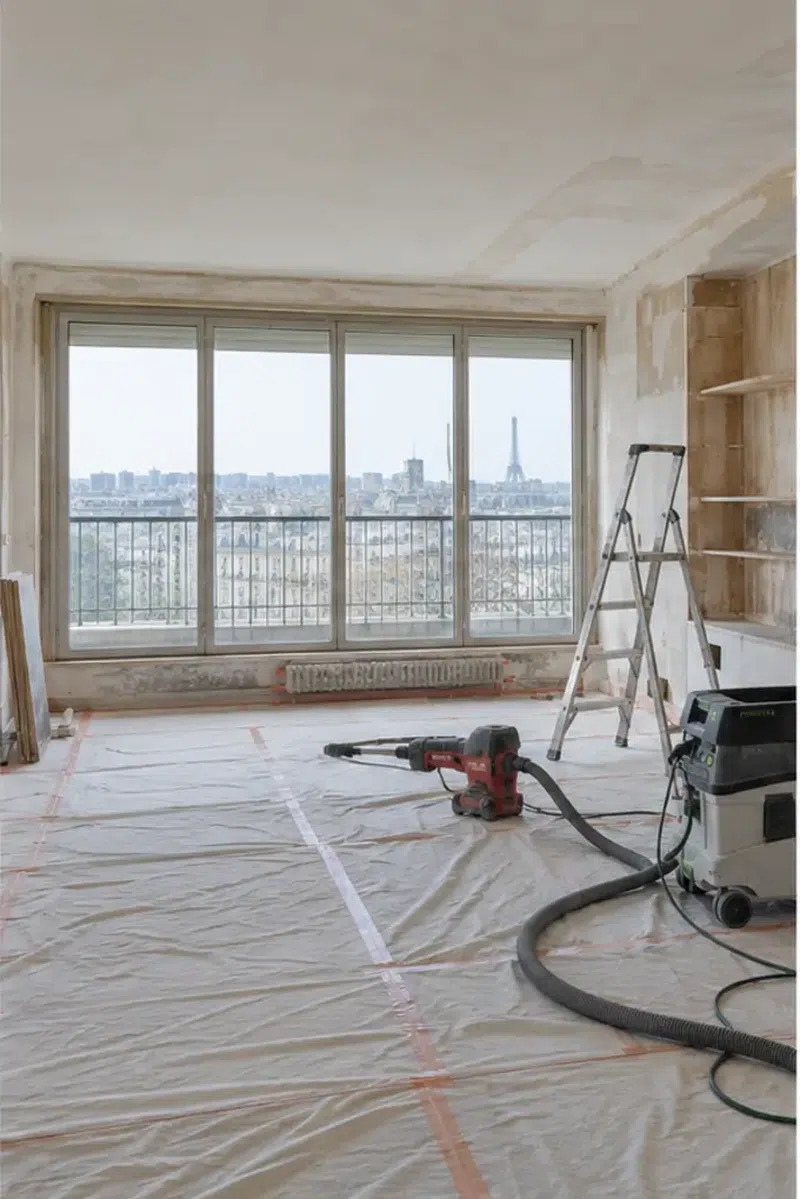 Rénovation d’appartement haut de gamme à Paris 15e — chantier en cours