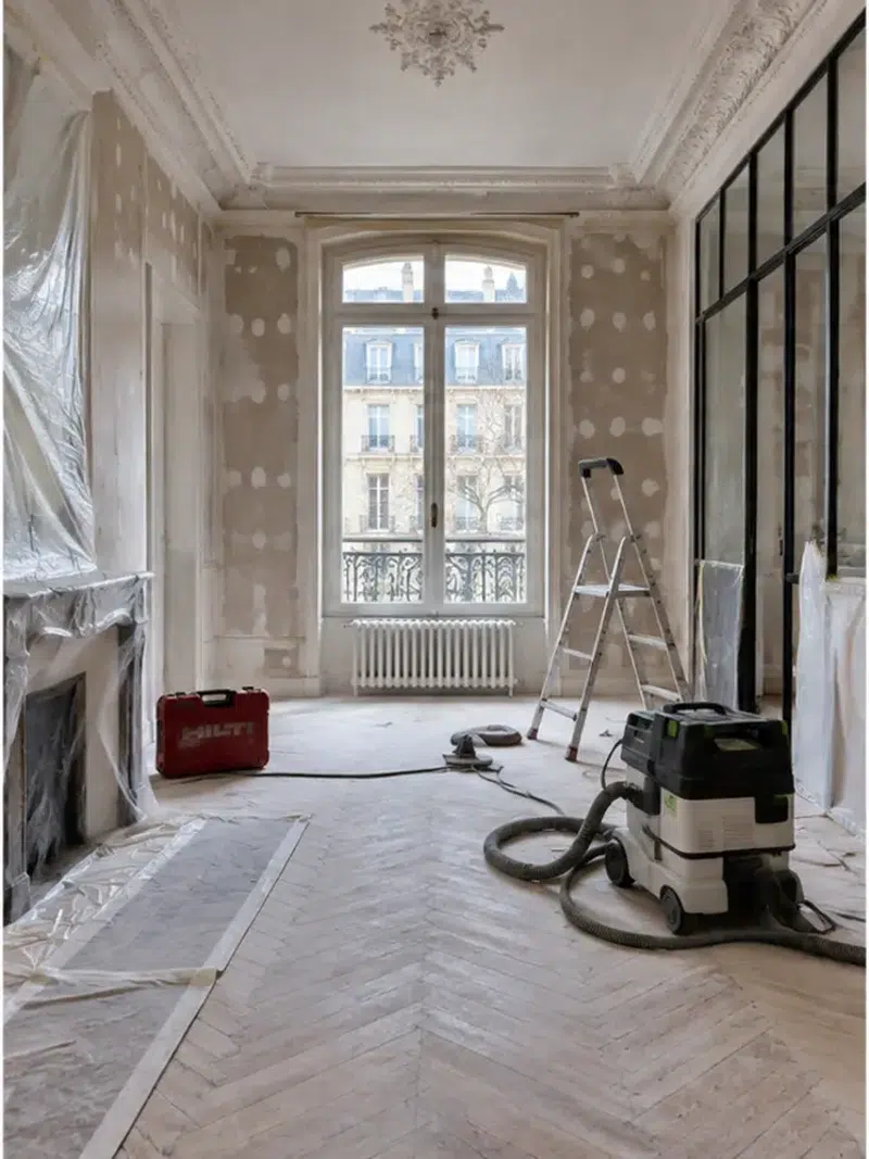 Rénovation d’appartement haut de gamme à Paris 17e — chantier en cours