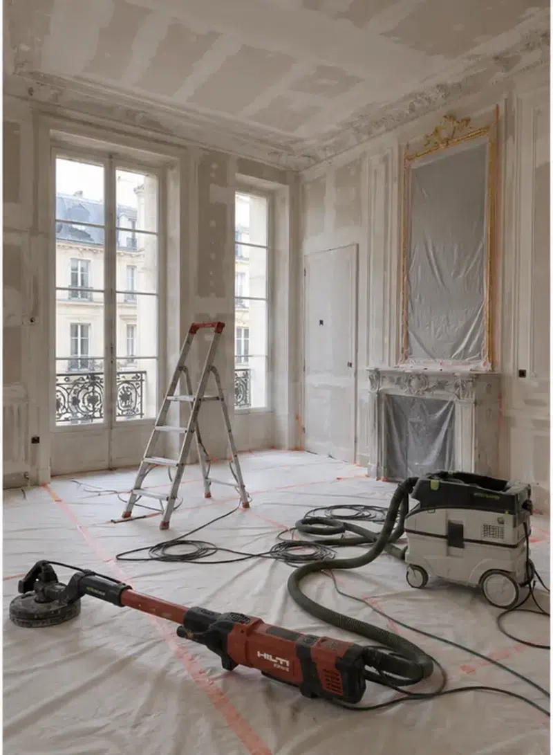 Rénovation d’appartement haut de gamme à Paris 7e — chantier en cours